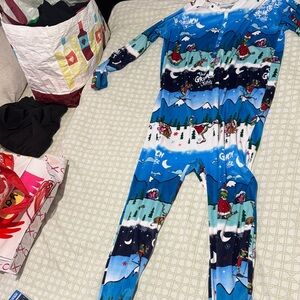 Dr. Seuss Grinch Kids Footie - Blue and White